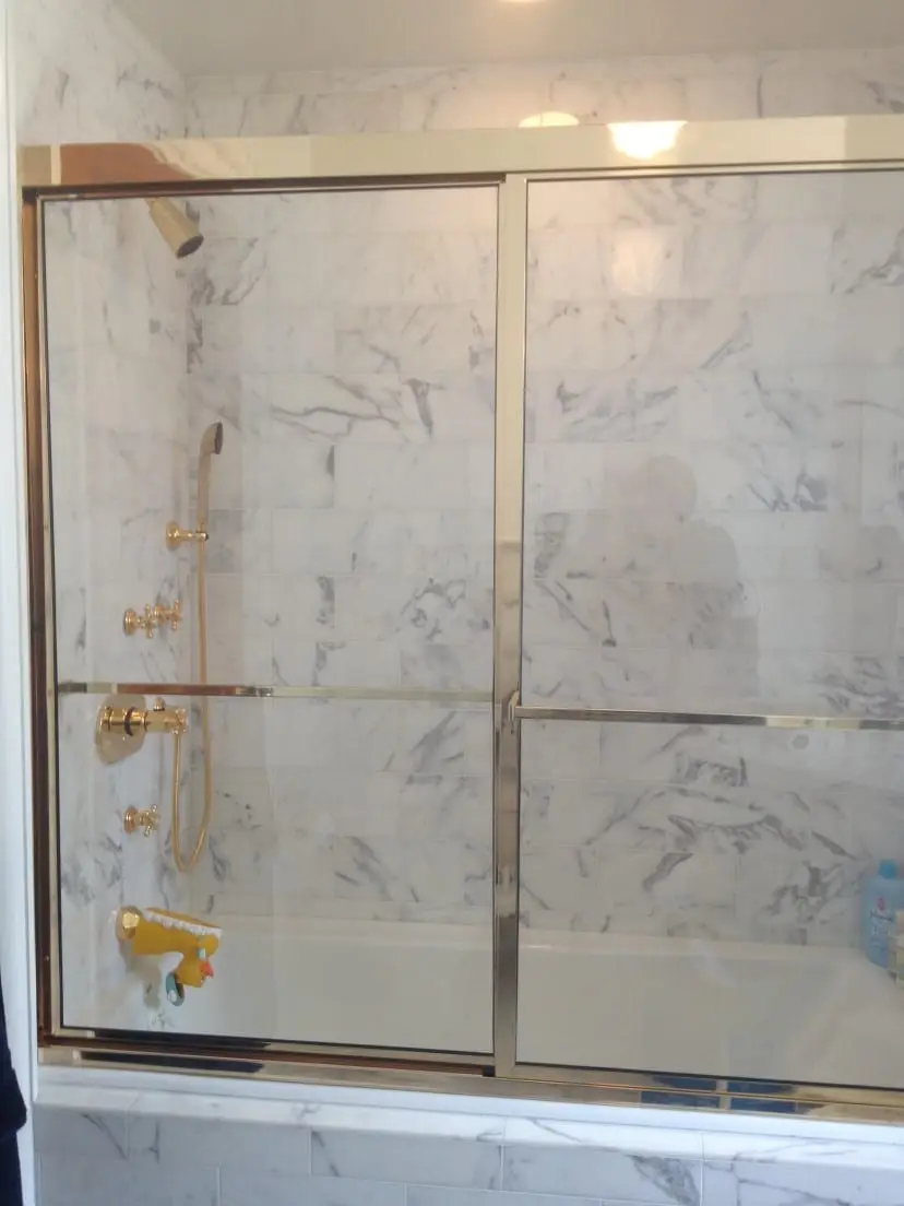 Framed shower door installed by ABC