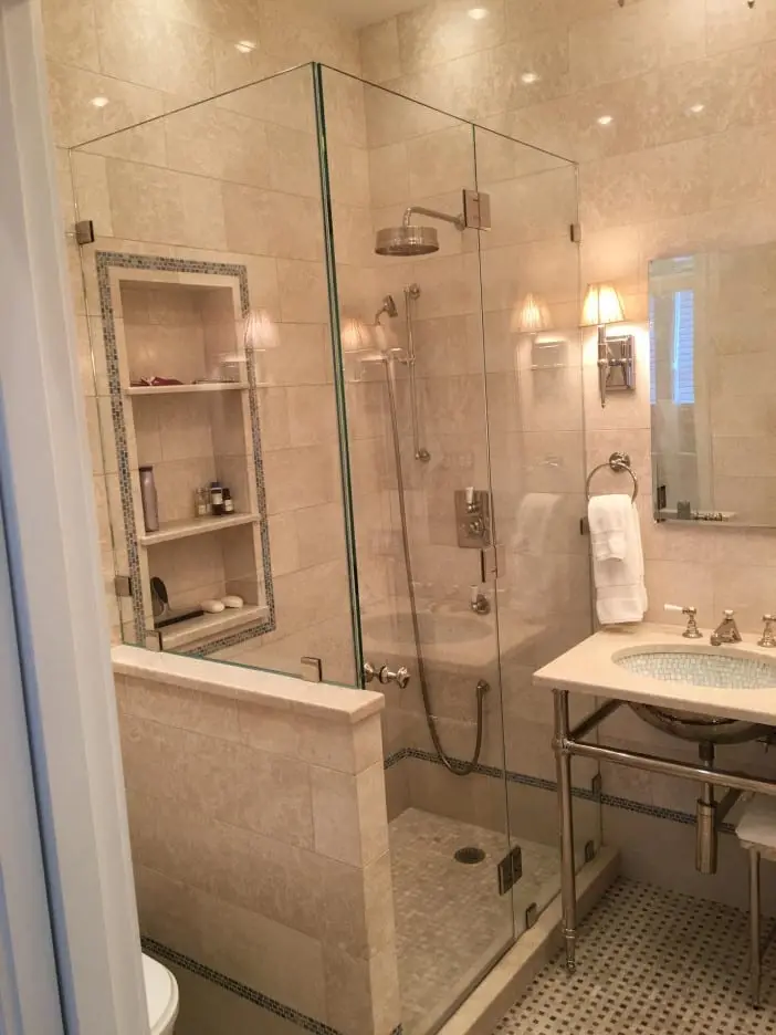 Corner shower door installed by ABC