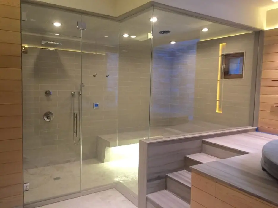Corner shower door installed by ABC
