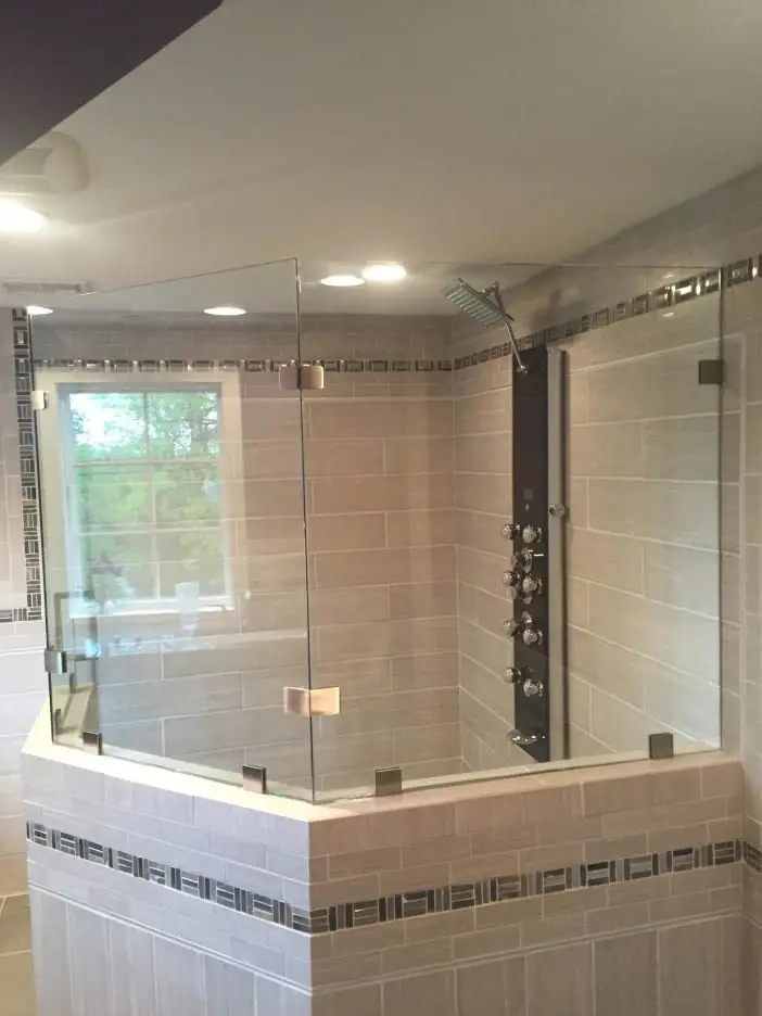 Neo-Angle shower door installed by ABC