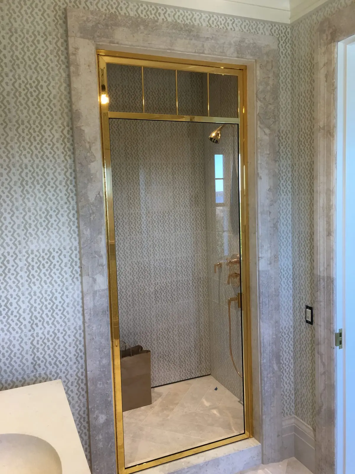 High-End Framed shower door installed by ABC