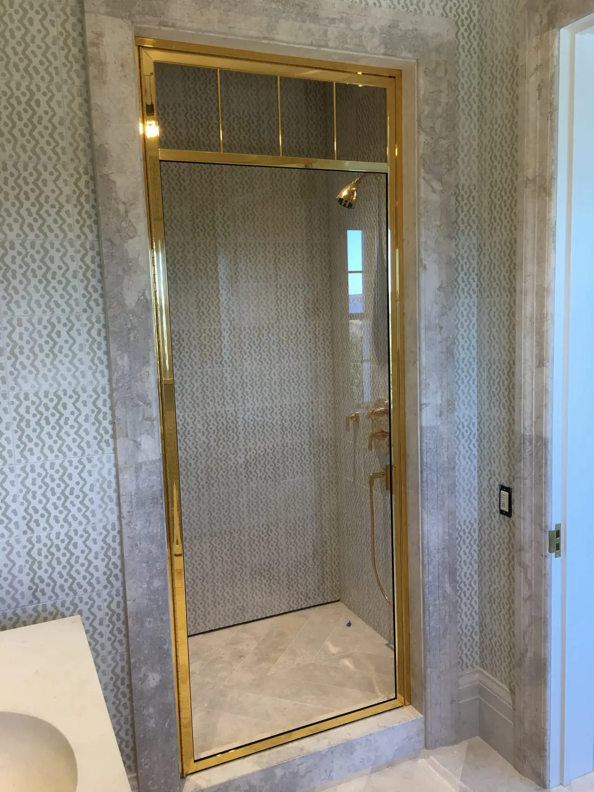 High-End Framed shower door installed by ABC